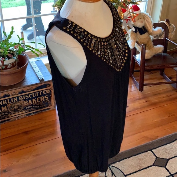 Style&Co Black Bubble Top w/Embellishments Medium - Picture 3 of 6